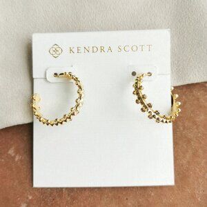 Kendra Scott Jada White Crystal Small Hoop Earrings Gold